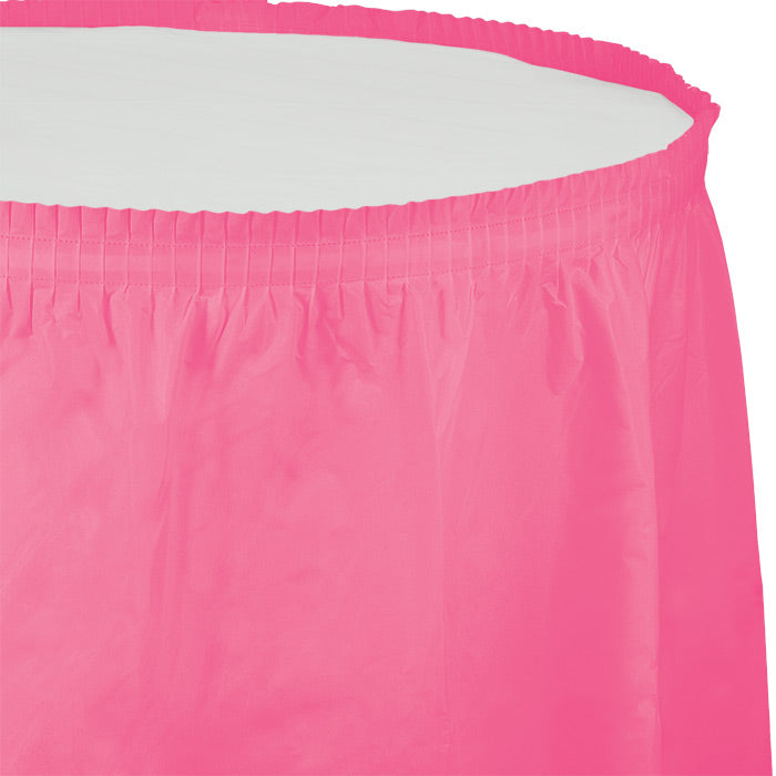 Bulk Candy Pink Plastic Tableskirt 29 inch x 14 ft (6 per Case)