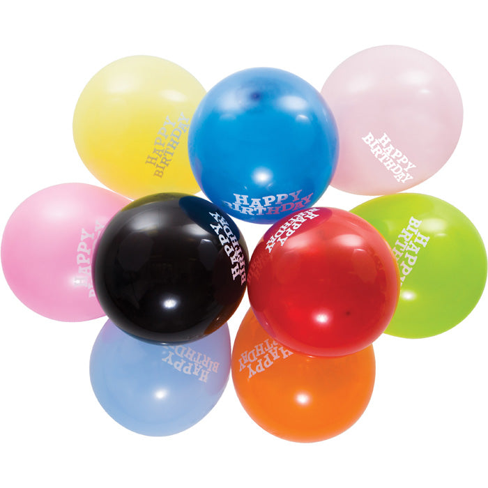 Bulk Assorted Happy Birthday Balloons (180 per Case)