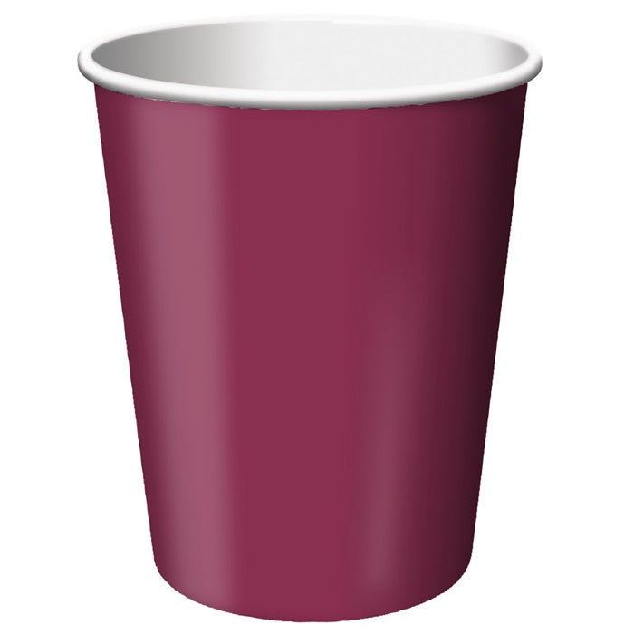 Bulk Burgundy 9 oz Hot & Cold Paper Cups (240 per Case)