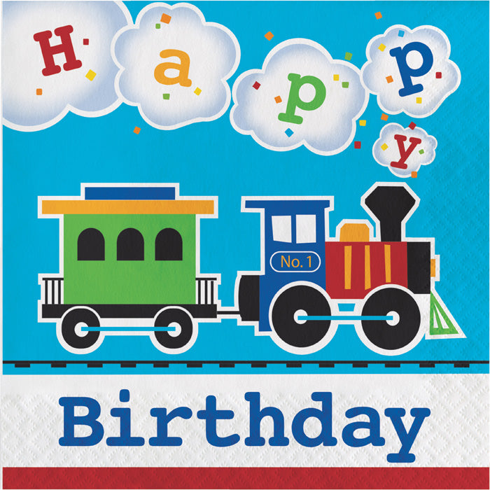 Bulk All Aboard Train Birthday Luncheon Napkins (192 per Case)