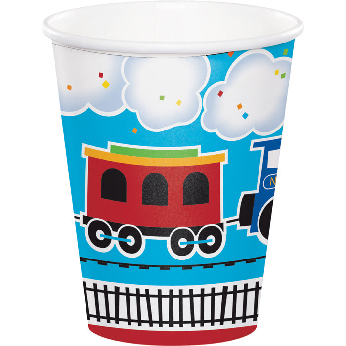 Bulk All Aboard Train 9 oz Paper Cups (96 per Case)