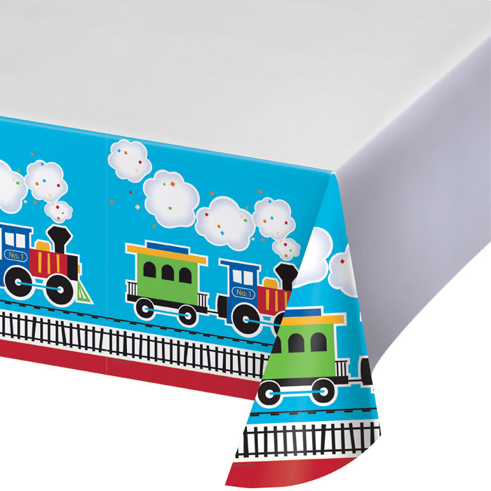 Bulk All Aboard Train Plastic Table Covers (6 per Case)