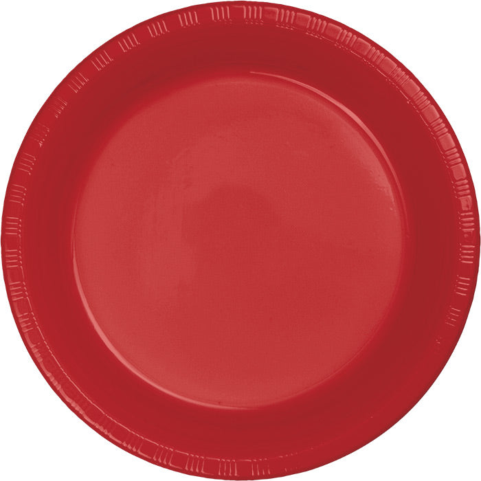 Bulk Classic Red 6.75 inch Plastic Dessert Plates (240 per Case)