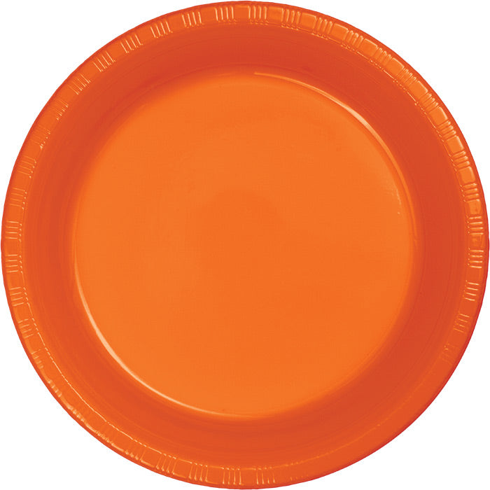 Bulk Sunkissed Orange 6.75 inch Plastic Dessert Plates (240 per Case)