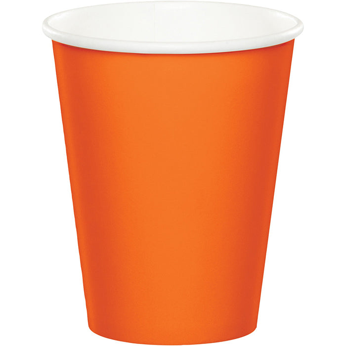 Bulk Sunkissed Orange Value Friendly 9 oz Hot & Cold Paper Cups (96 per Case)