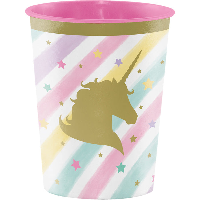 Bulk Sparkle Unicorn 16 oz Plastic Keepsake Cups (12 per Case)