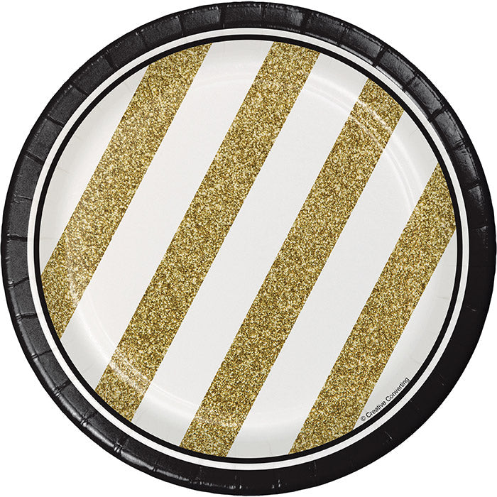 Bulk Black and Gold Paper Dessert Plates (96 per Case)