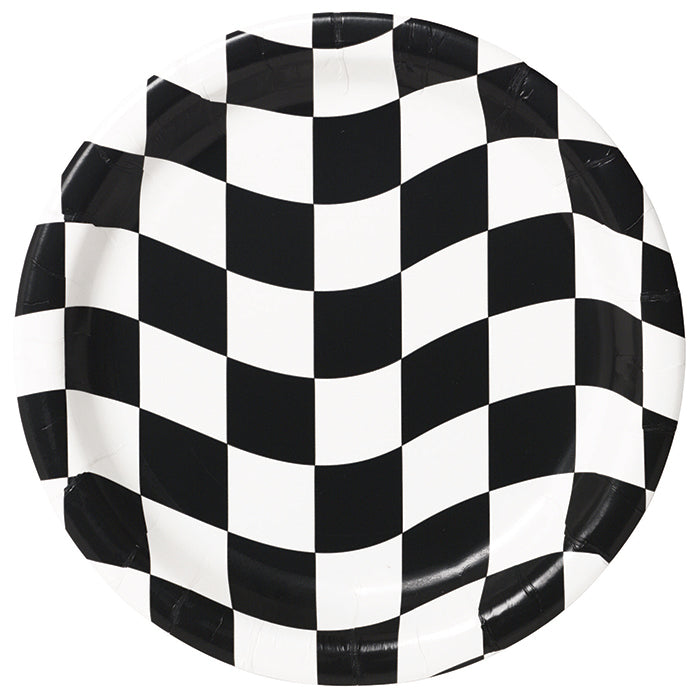 Bulk Black and White Check Paper Dessert Plates (96 per Case)