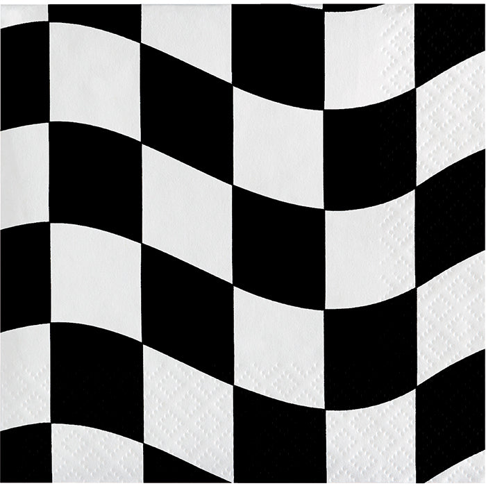 Bulk Black and White Check Beverage Napkins (216 per Case)