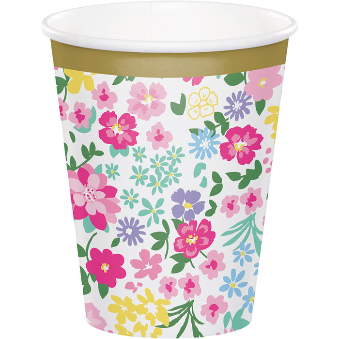 Bulk Floral Tea Party Paper Cups (96 per Case)