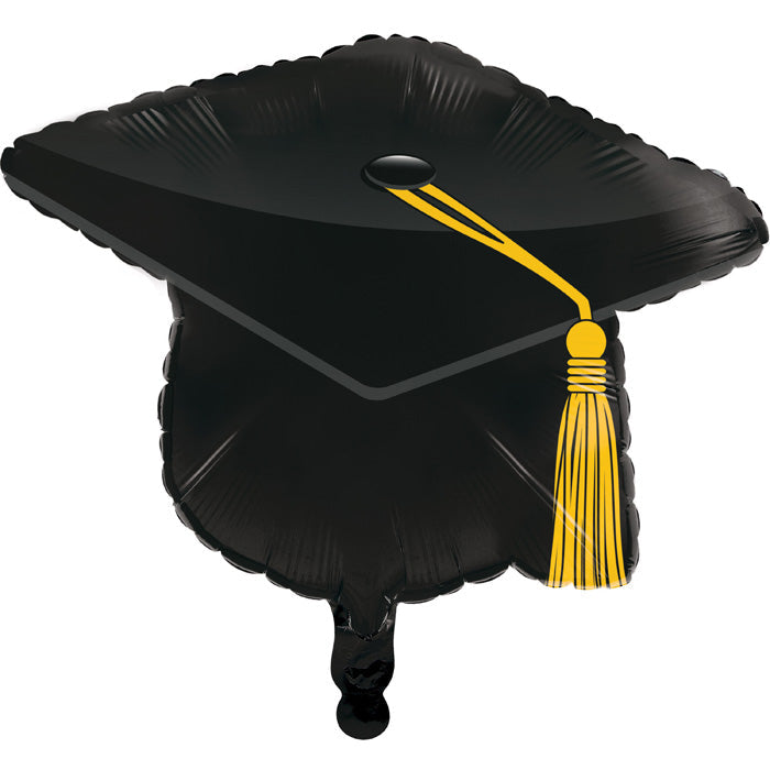 Bulk Black Graduation Cap Mylar Balloons (10 per Case)