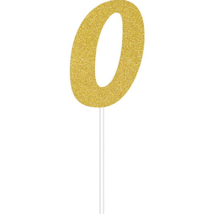 Bulk Gold Glitter #0 Cake Toppers (12 per Case)