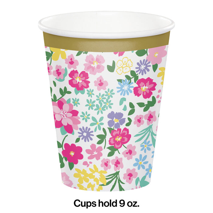 Bulk Floral Tea Party Paper Cups (96 per Case)