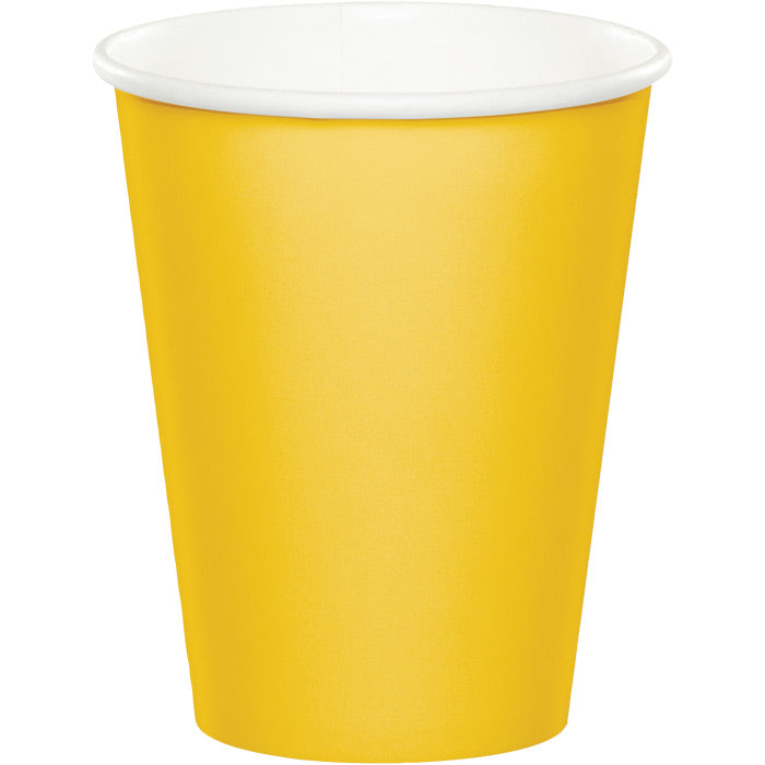 Bulk School Bus Yellow 9 oz Hot & Cold Paper Cups (240 per Case)