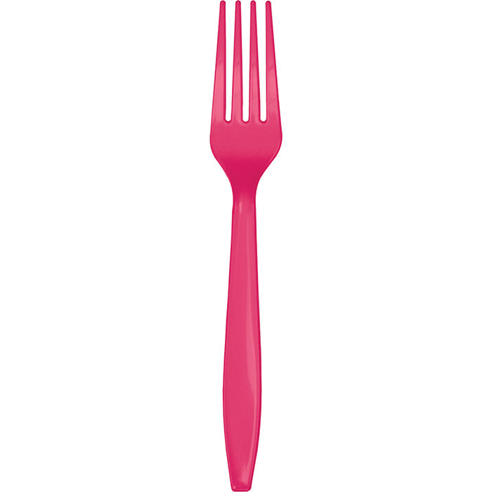 Bulk Hot Magenta Plastic Forks (288 per Case)