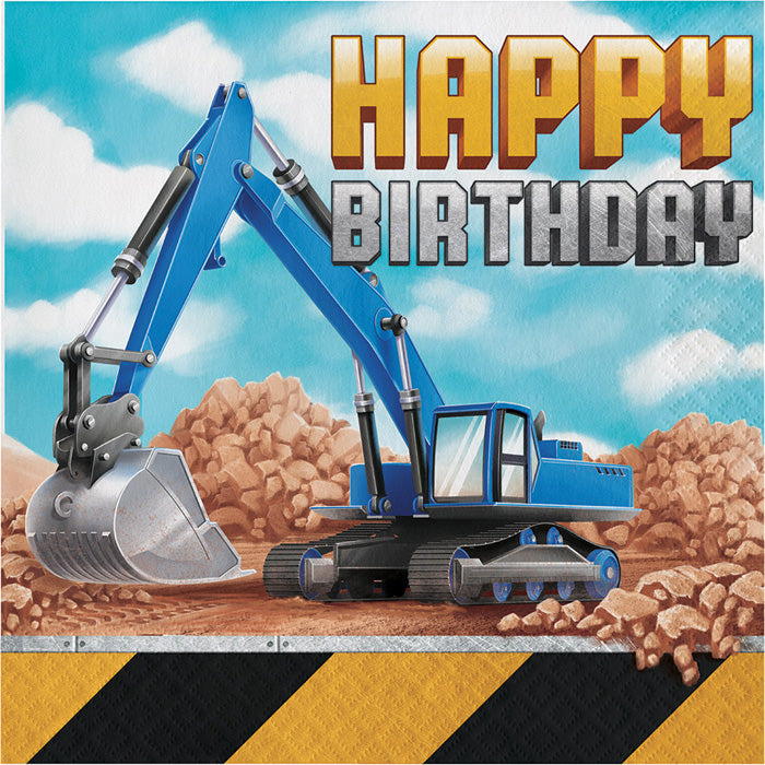 Bulk Big Dig Construction Happy Birthday Luncheon Napkins (192 per Case)