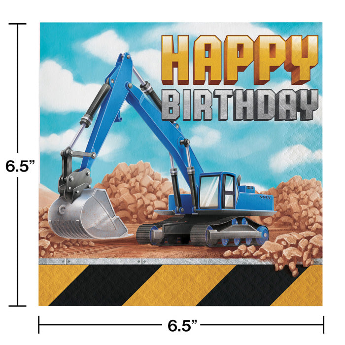 Bulk Big Dig Construction Happy Birthday Luncheon Napkins (192 per Case)