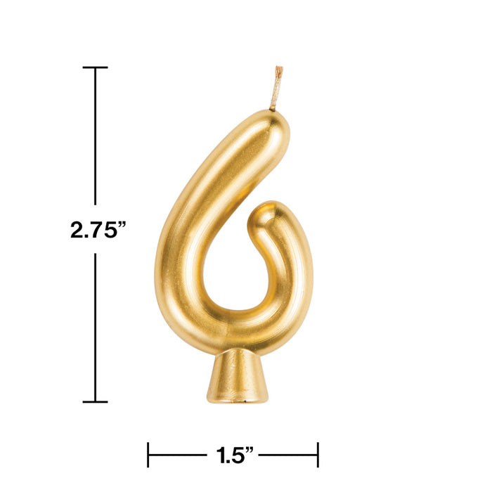 Bulk Gold Number 6 Candles (12 per Case)