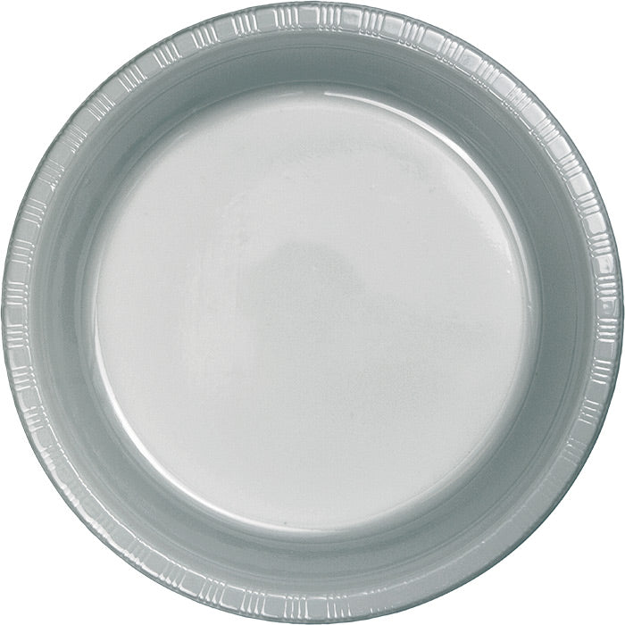 Bulk Shimmering Silver 6.75 inch Plastic Dessert Plates (240 per Case)