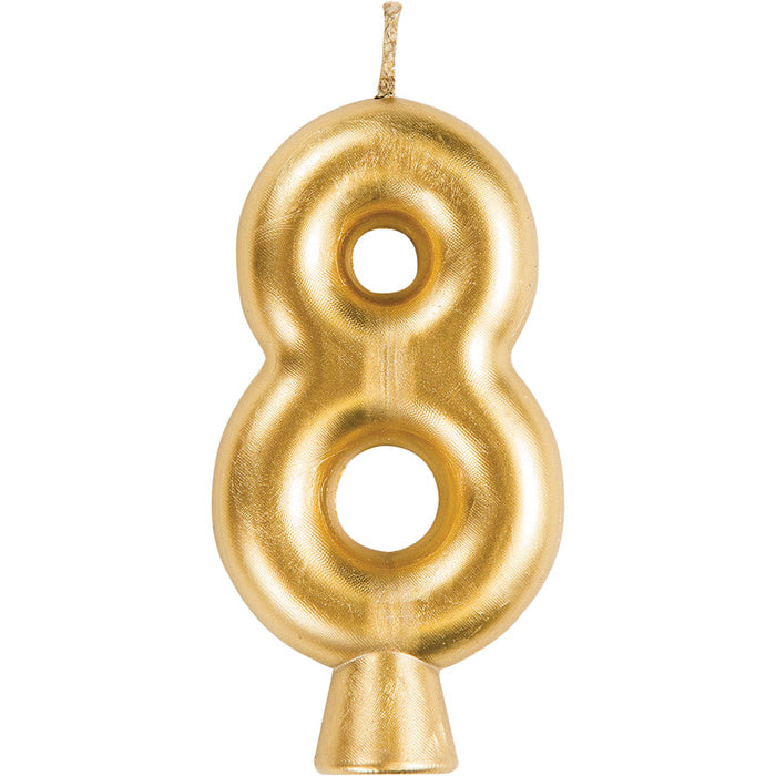 Bulk Gold Number 8 Candles (12 per Case)