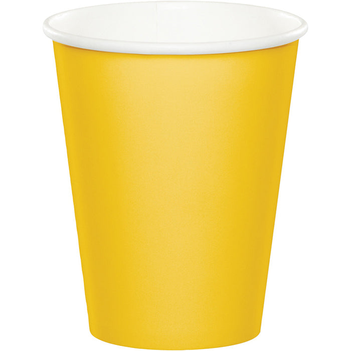 Bulk School Bus Yellow Value Friendly 9 oz Hot & Cold Paper Cups (96 per Case)