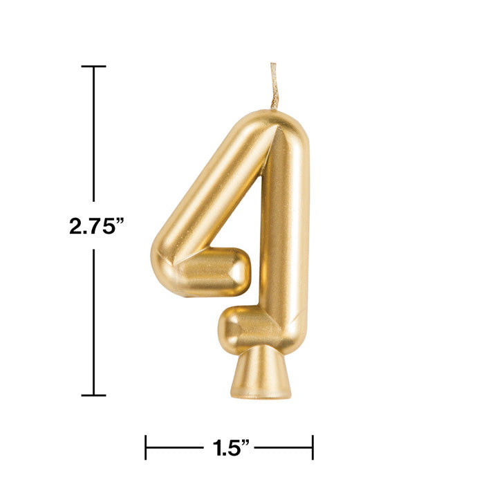 Bulk Gold Number 4 Candles (12 per Case)