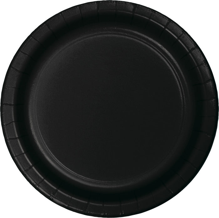 Bulk Black Velvet Paper 6.75 inch Dessert Plates (240 per Case)