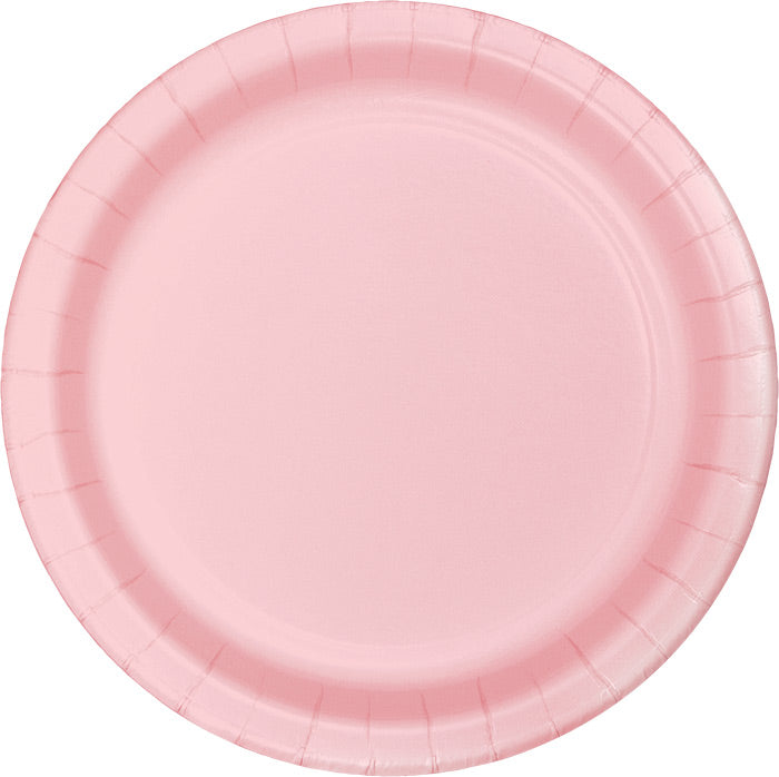 Bulk Classic Pink Paper 6.75 inch Dessert Plates (240 per Case)