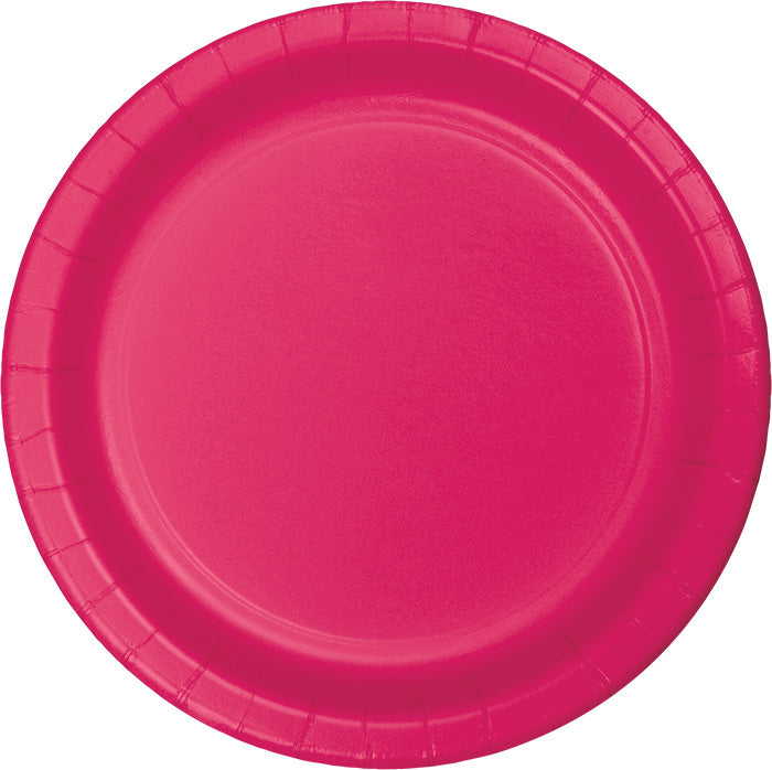 Bulk Hot Magenta Paper 6.75 inch Dessert Plates (240 per Case)