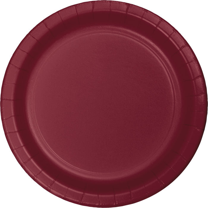 Bulk Burgundy Paper 6.75 inch Dessert Plates (240 per Case)