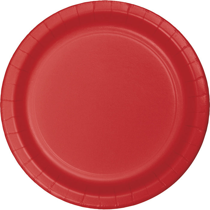 Bulk Classic Red Value Friendly Paper Dessert Plates (96 per Case)