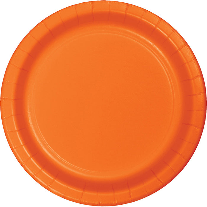 Bulk Sunkissed Orange Value Friendly Paper Dessert Plates (96 per Case)