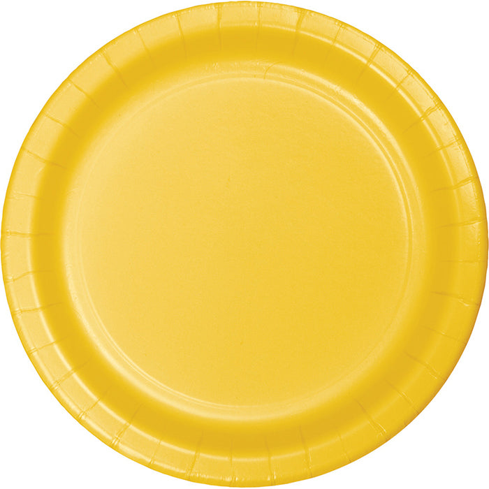 Bulk School Bus Yellow Value Friendly Paper Dessert Plates (96 per Case)