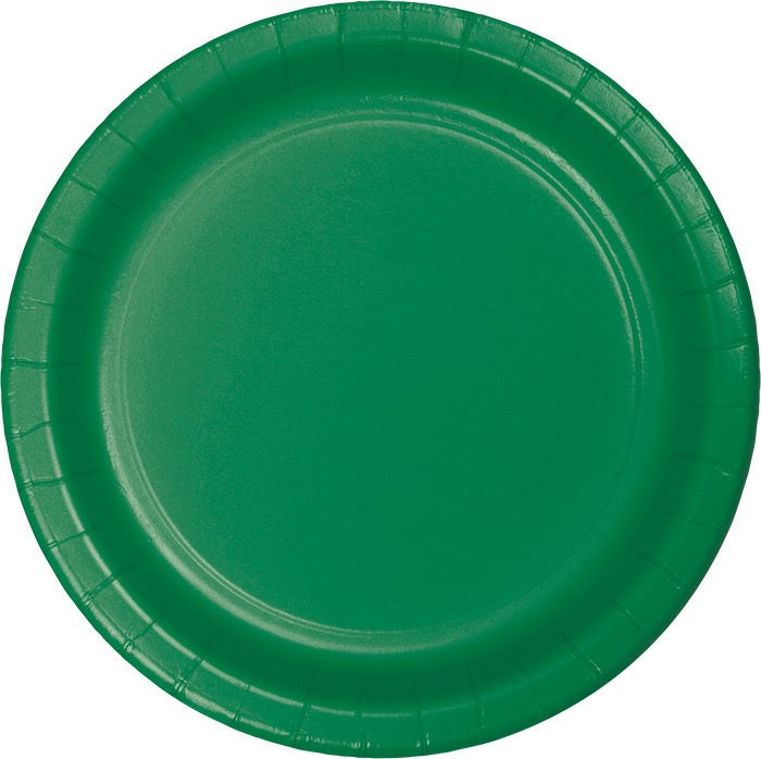 Bulk Emerald Green Paper 6.75 inch Dessert Plates (240 per Case)