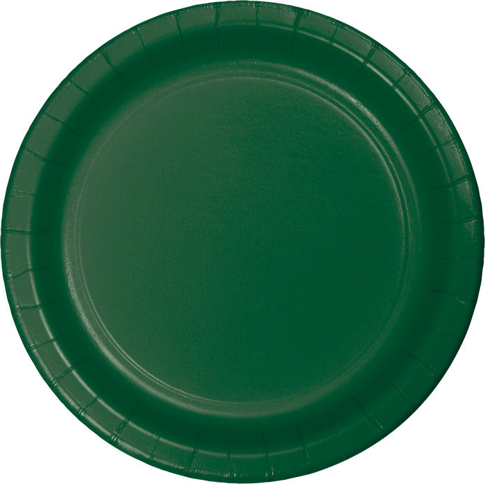 Bulk Hunter Green Paper 6.75 inch Dessert Plates (240 per Case)