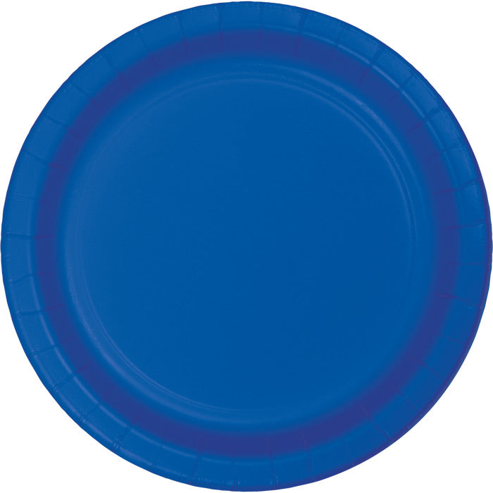 Bulk Cobalt Blue Paper 6.75 inch Dessert Plates (240 per Case)