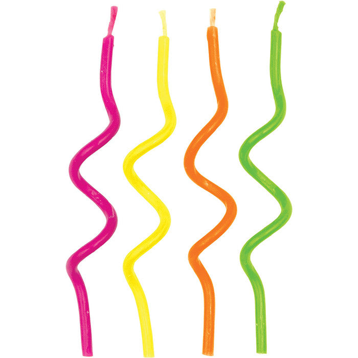 Bulk Neon Curly Candles (72 per Case)