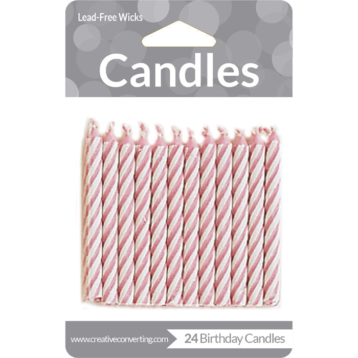 Bulk Pink Striped Candles (288 per Case)