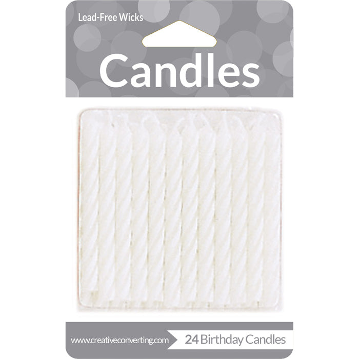 Bulk White Striped Candles (288 per Case)