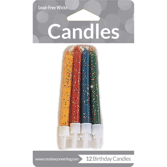 Bulk Assorted Glitter Candles (72 per Case)