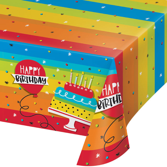 Bulk Rainbow Cake Plastic Table Covers (6 per Case)