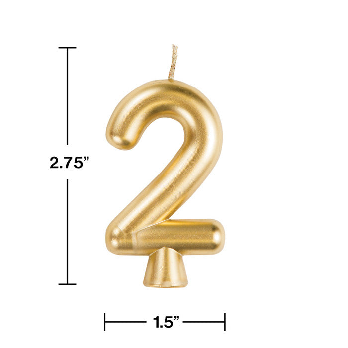 Bulk Gold Number 2 Candles (12 per Case)