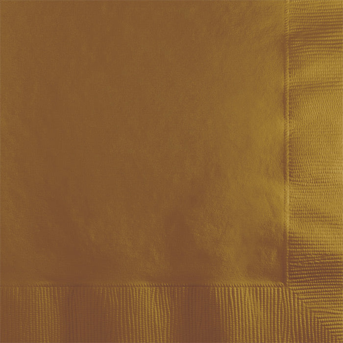 Bulk Glittering Gold 2 ply Beverage Napkins (600 per Case)