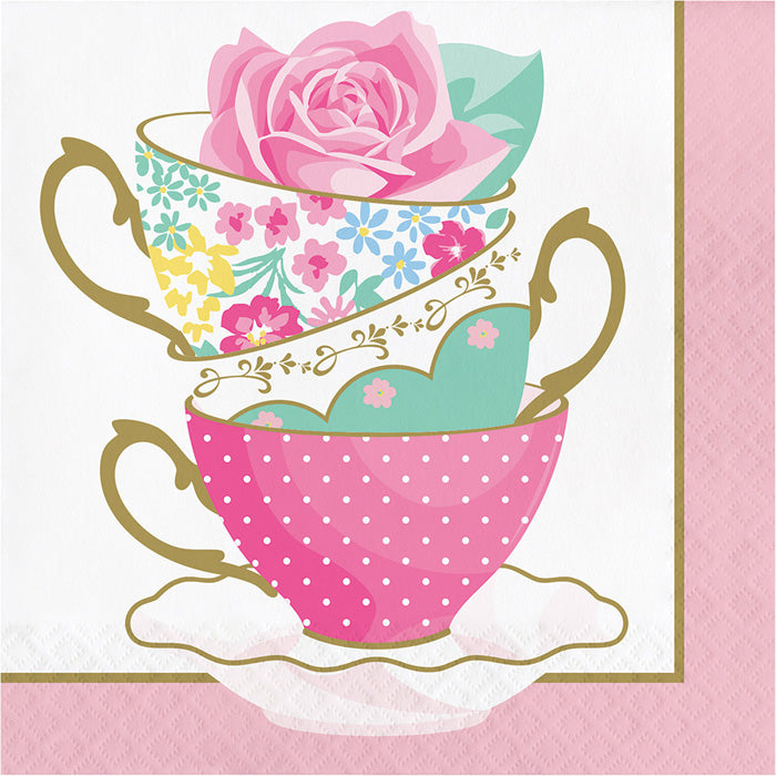 Bulk Floral Tea Party Teacups Luncheon Napkins (192 per Case)