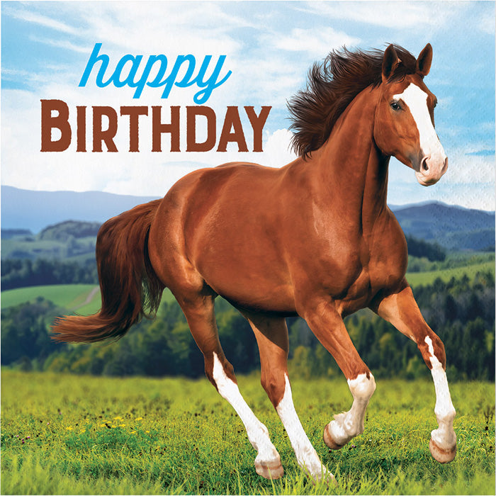 Bulk Wild Horse Happy Birthday Luncheon Napkins (192 per Case)