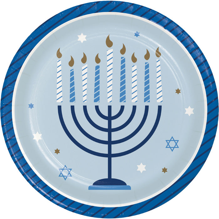 Bulk Hanukkah Celebration Paper Dessert Plates (96 per Case)