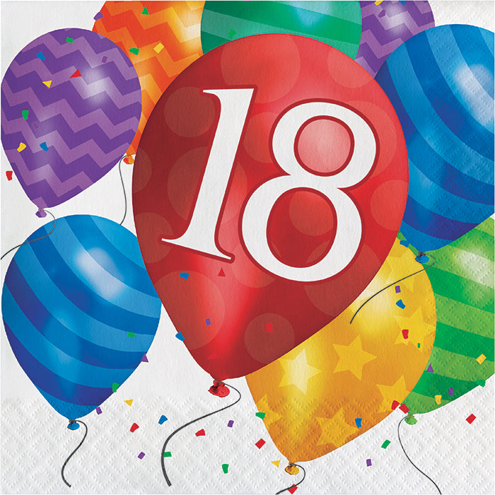 Bulk Balloon Blast 18th Birthday Luncheon Napkins (192 per Case)