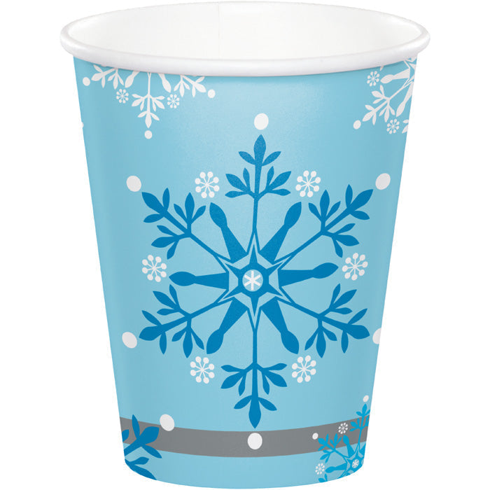 Bulk Snowflake Swirls 9 oz Paper Cups (96 per Case)