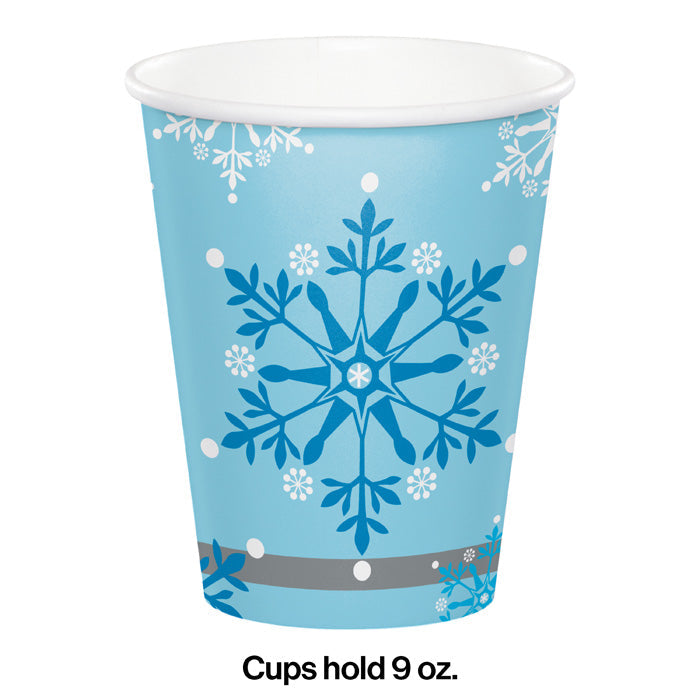 Bulk Snowflake Swirls 9 oz Paper Cups (96 per Case)