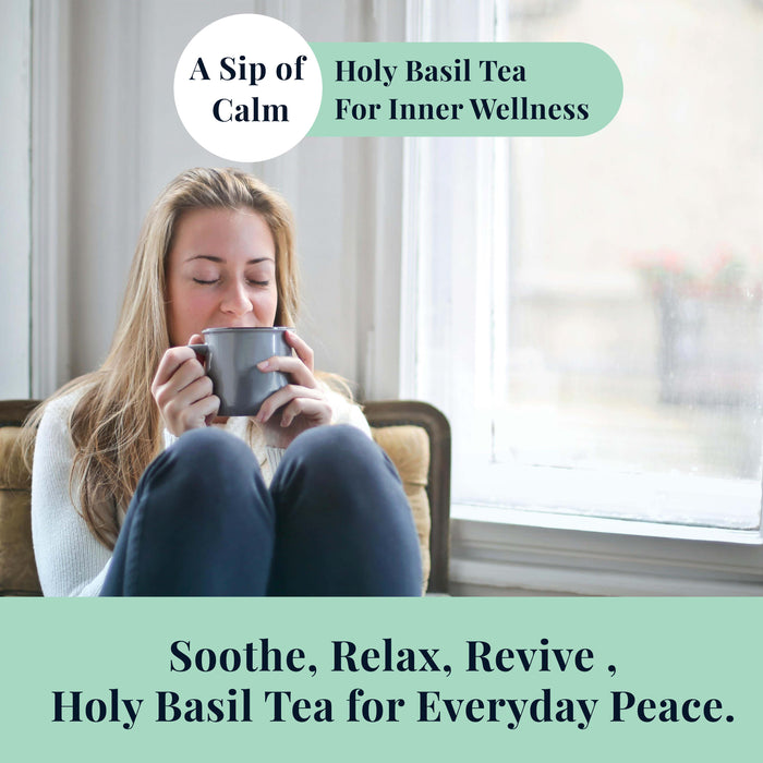 Akshit Holy Basil Tea ( Tulsi Leaf Tea ) ( 75 Tea Bags), Made with Pure Dried Holy Basil Tea Leaves Immune Support Tea, Caffeine-free, Non-Gmo, Tulsi Tea.